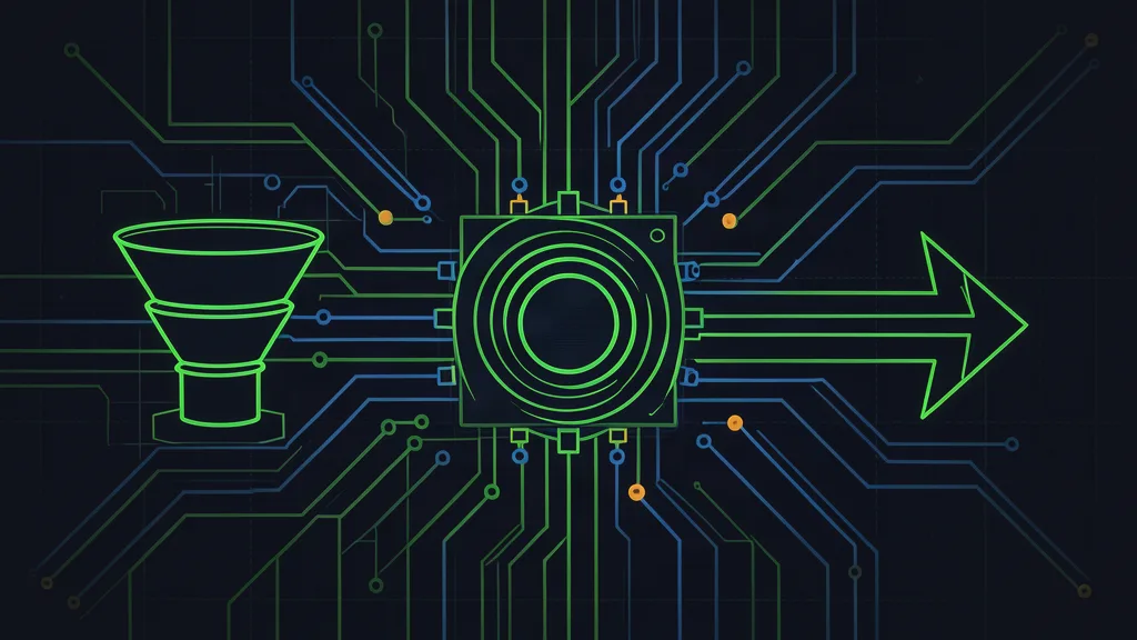Retro-terminal circuit schematic of an ad funnel feeding a ranking node