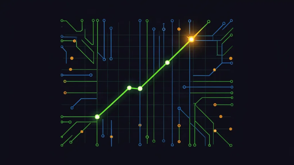 Retro-terminal circuit schematic of a rising bid signal crossing a grid of auction nodes
