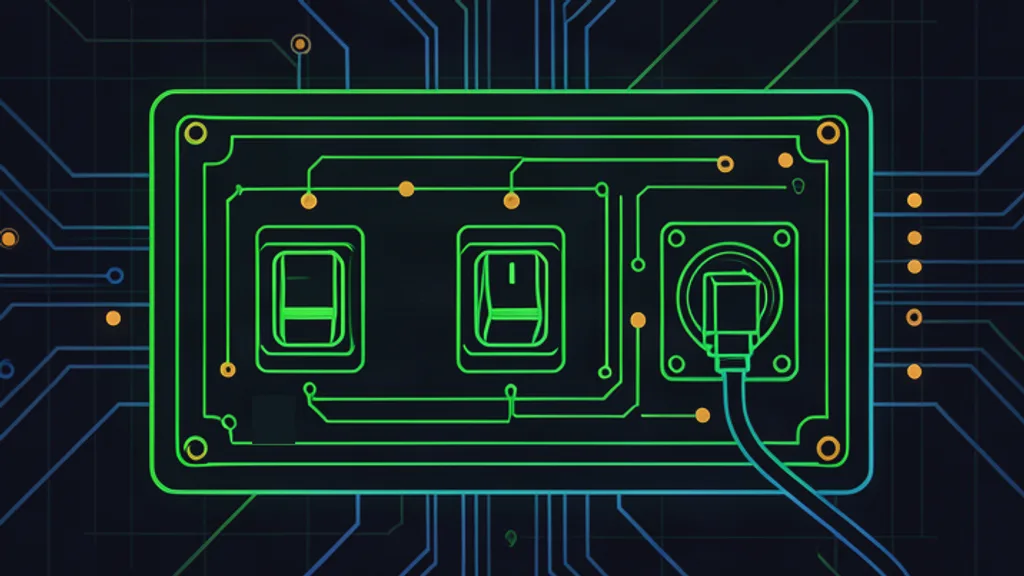 Retro-terminal circuit schematic of a control console with toggle switches and a network port, standing in for Meta's AI ad feature controls